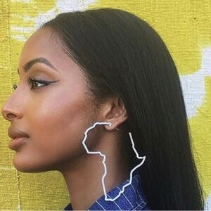 Silver African Map Hoop Earrings
